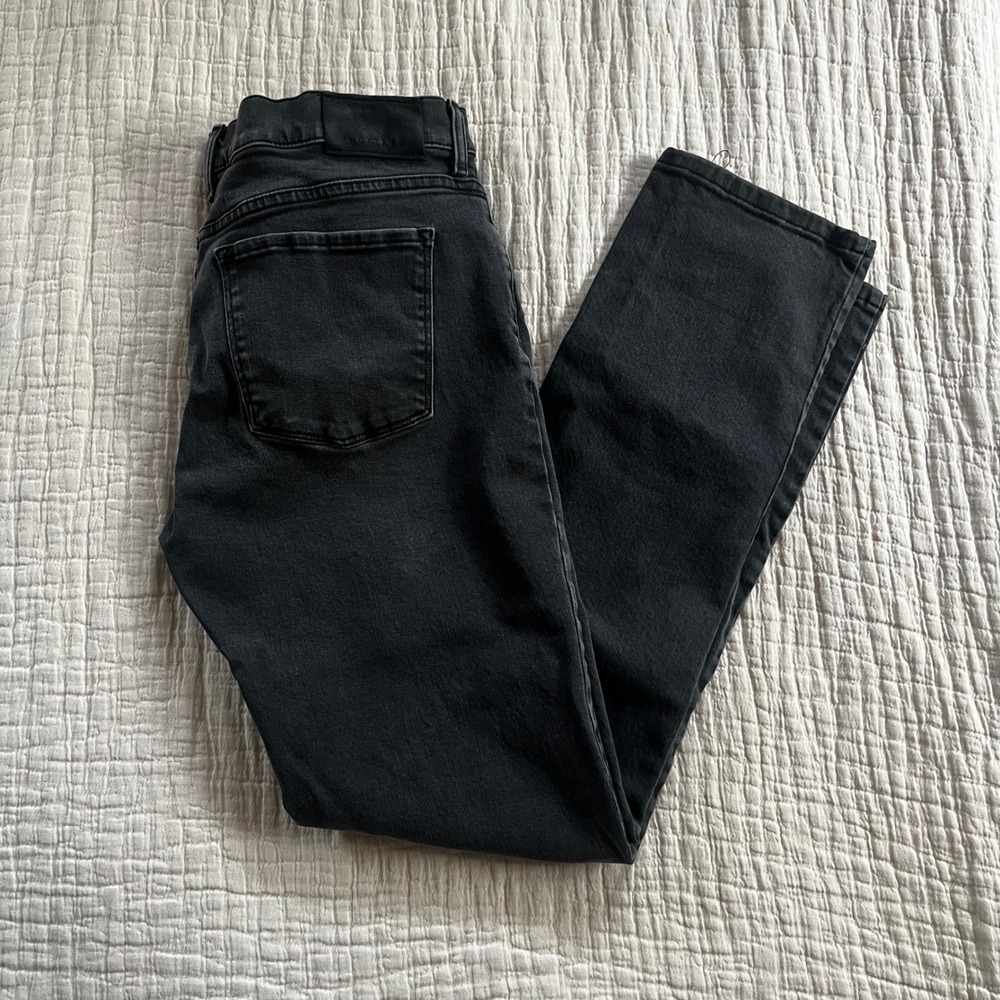 Mott & Bow Slim Straight Jeans Men's 32x31 Washed Black Denim Stretch Patina‎